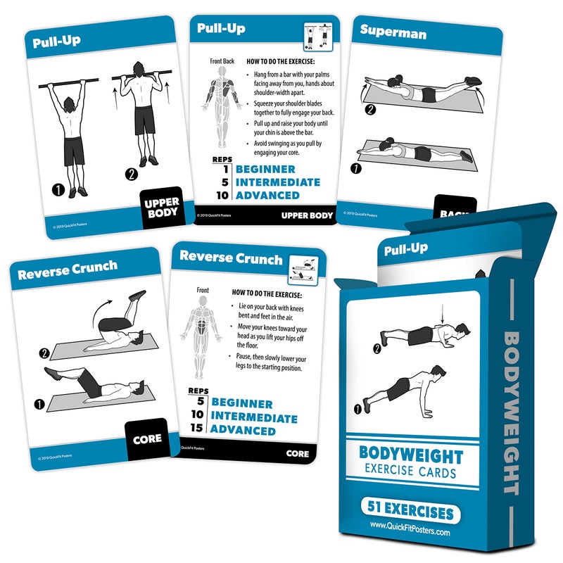 Palace Learning QuickFit Bodyweight Exercise Cards - Fitness Playing Cards with Over 50 Body Weight Workouts - 2.5" x 3.5" (Standard Playing Card Size) - Image 1