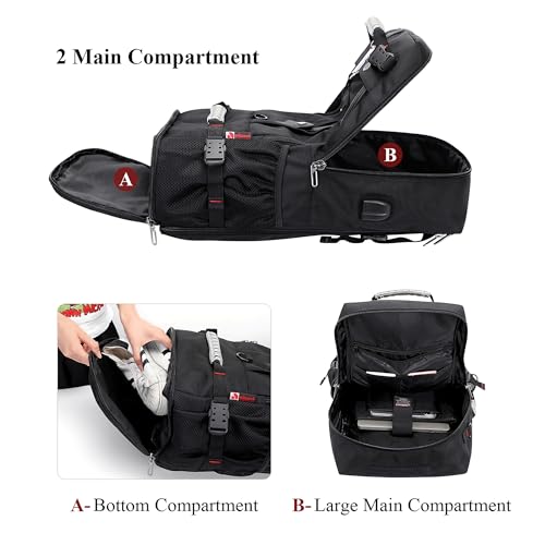 WITZMAN Travel Backpack for Men Convertible Carry On Luggage Backpack fit 17 Inch Laptop for Airplane (B681 Black) - Image 4