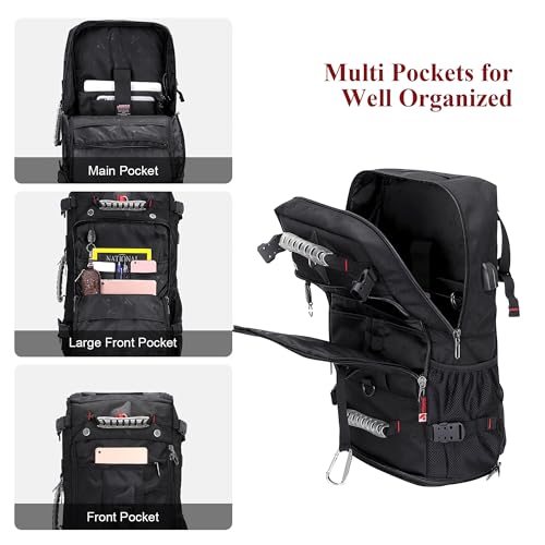 WITZMAN Travel Backpack for Men Convertible Carry On Luggage Backpack fit 17 Inch Laptop for Airplane (B681 Black) - Image 3