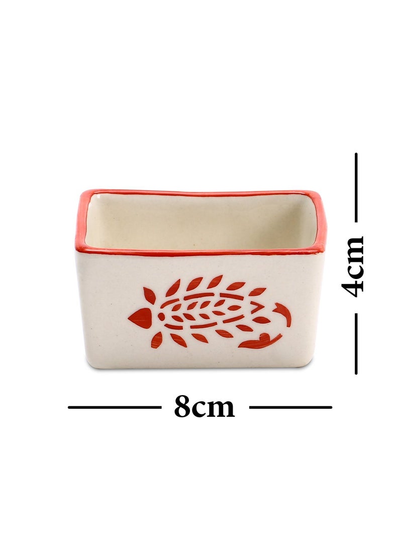 Caffeine - Caffeine Ceramic Handmade Red Boota Dip Sauce Set of 6 50 ML - Image 1