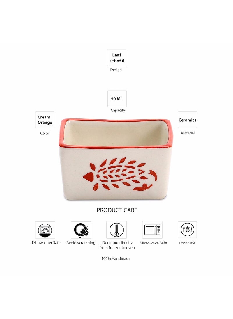 Caffeine - Caffeine Ceramic Handmade Red Boota Dip Sauce Set of 6 50 ML - Image 1