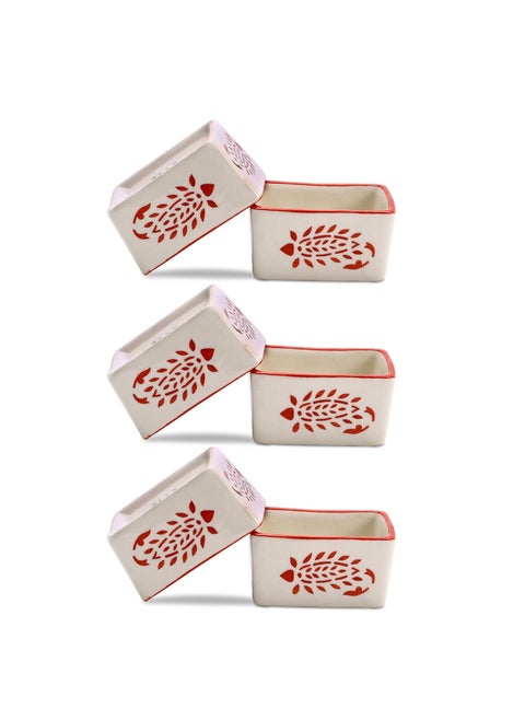 Caffeine Ceramic Handmade Red Boota Dip Sauce Set of 6 50 ML