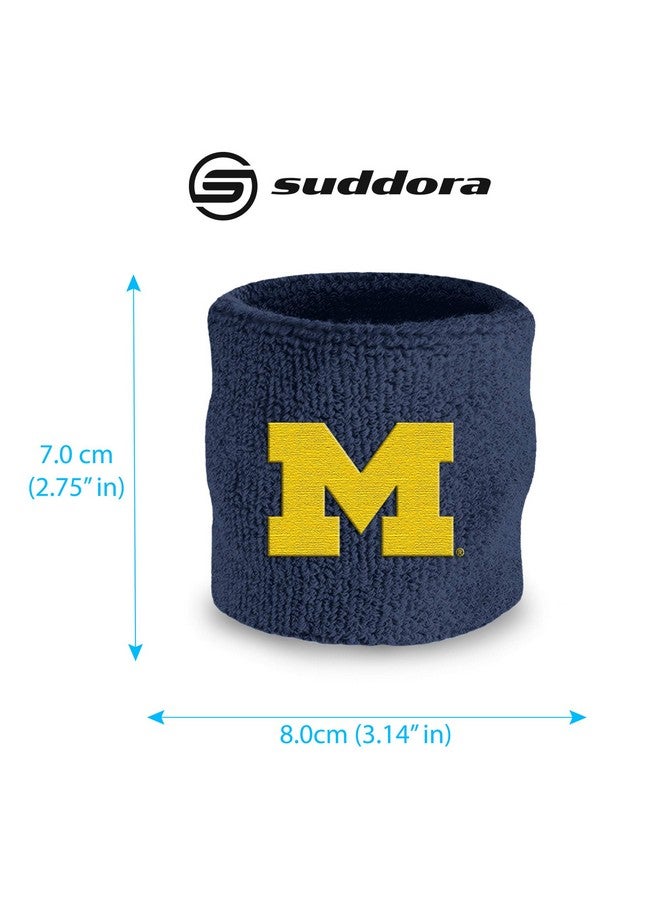 Suddora University Of Michigan Wrist Sweatbands Athletic Cotton Terry Cloth Wrist Bands For School Basketball Tennis Football Baseball (Pair)  - Image 4