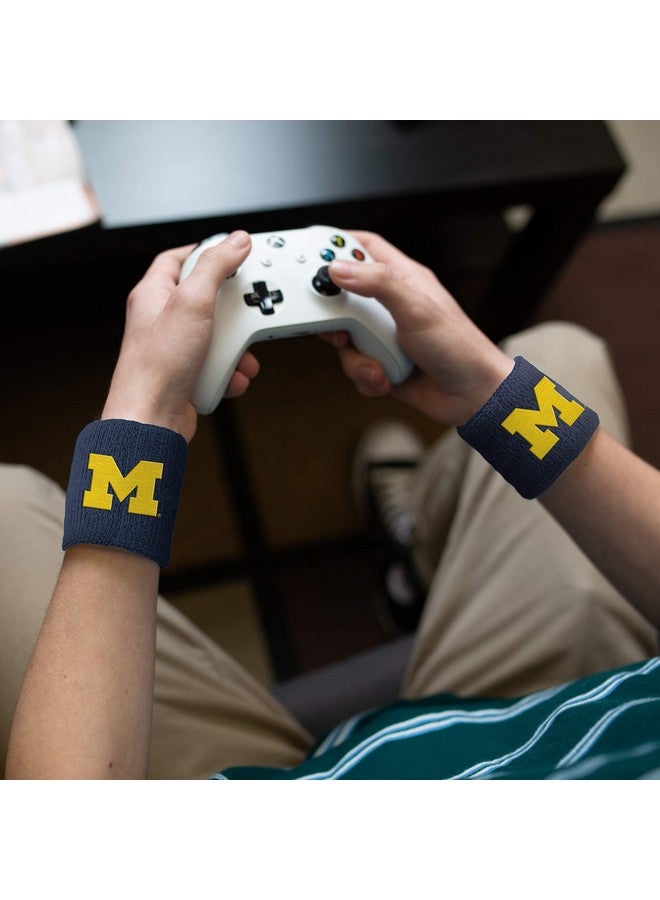 Suddora University Of Michigan Wrist Sweatbands Athletic Cotton Terry Cloth Wrist Bands For School Basketball Tennis Football Baseball (Pair)  - Image 5