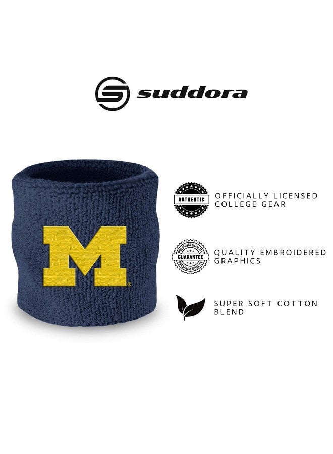 Suddora University Of Michigan Wrist Sweatbands Athletic Cotton Terry Cloth Wrist Bands For School Basketball Tennis Football Baseball (Pair)  - Image 3