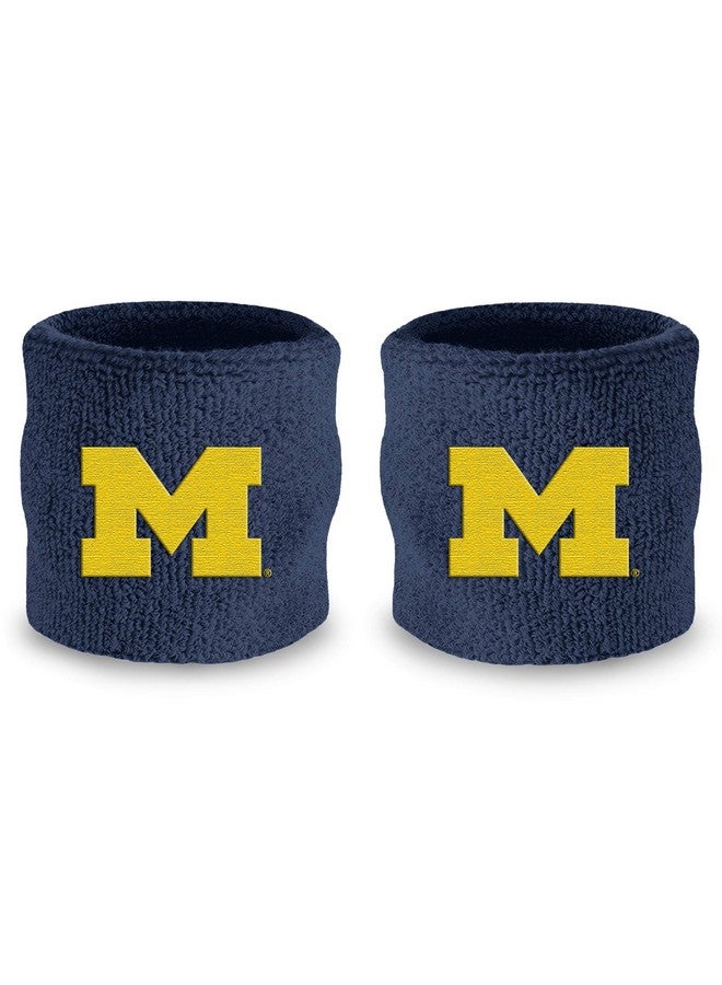 Suddora University Of Michigan Wrist Sweatbands Athletic Cotton Terry Cloth Wrist Bands For School Basketball Tennis Football Baseball (Pair)  - Image 2