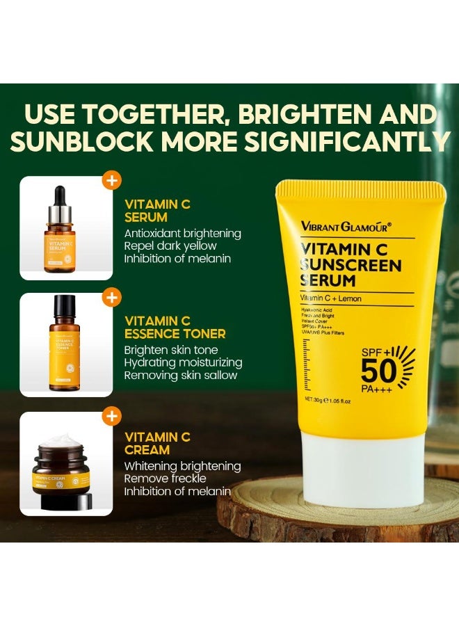 Vibrant Glamour Vitamin C Sunscreen Serum - SPF 50 PA+++ UV Protection Brightening Skin Anti-Dark Spots 30g - Image 4