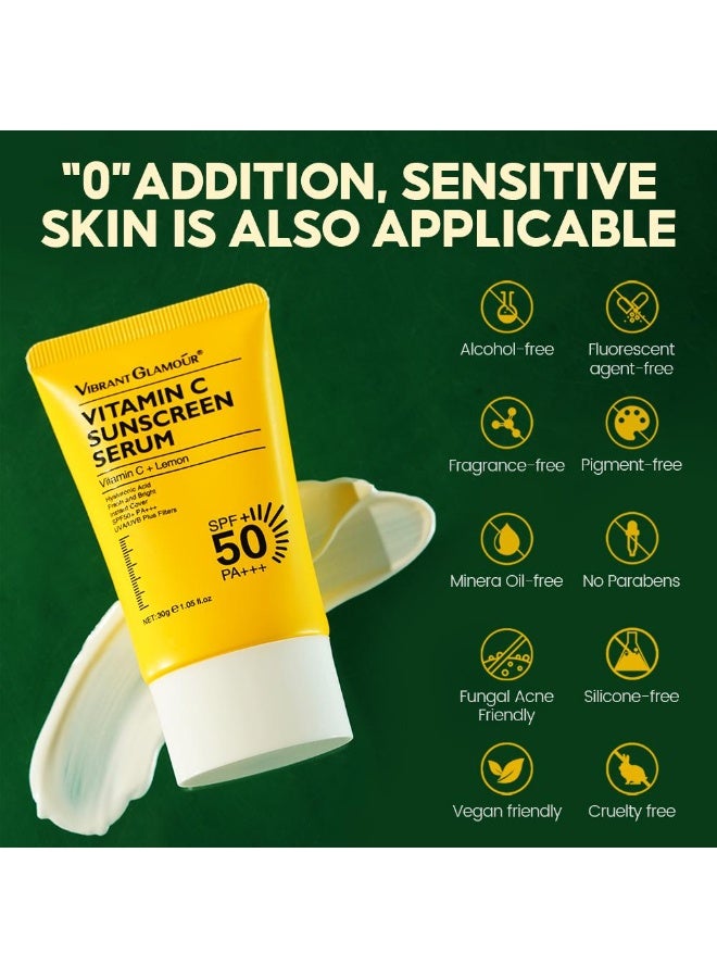 Vibrant Glamour Vitamin C Sunscreen Serum - SPF 50 PA+++ UV Protection Brightening Skin Anti-Dark Spots 30g - Image 3
