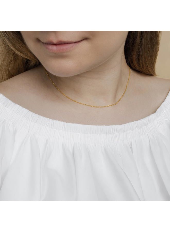 Amberta Solid 925 Sterling Silver Chain for Women Men | Super Thin Dainty & Sturdy Box Curb Singapore Beaded Snake Paperclip Necklace Delicate 40/45/50/55/60 cm: 50 cm Gold Singapore Chain Necklace - Image 2