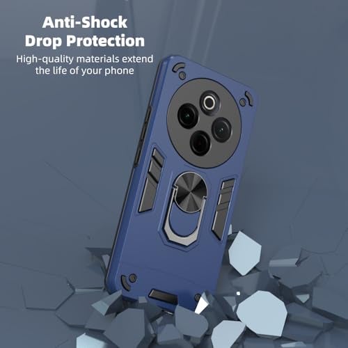 Casotec Armor Defender Case | Rotating Ring Holder & Kickstand in-Built | Military Grade Armor | 360 Degree Protection Back Cover for Vivo T4 5G / Y300 Pro 5G / Y300 Pro Plus 5G / iQOO Z10 5G (Blue) - Image 4