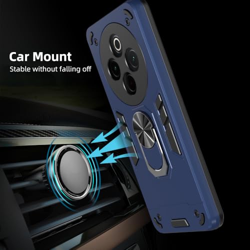 Casotec Armor Defender Case | Rotating Ring Holder & Kickstand in-Built | Military Grade Armor | 360 Degree Protection Back Cover for Vivo T4 5G / Y300 Pro 5G / Y300 Pro Plus 5G / iQOO Z10 5G (Blue) - Image 5