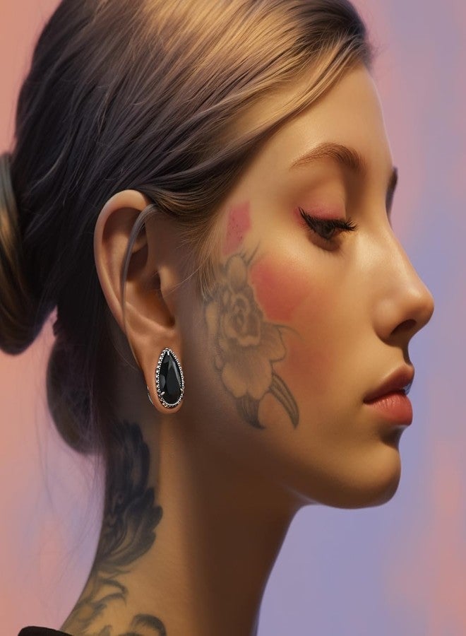 ERKUOO 2PCS Teardrop Zircon Gauges For Ears Double Flared Ear Tunnels and Plugs Flesh Stretchers Expander Body Piercing Jewelry 00g(10mm) - Image 2