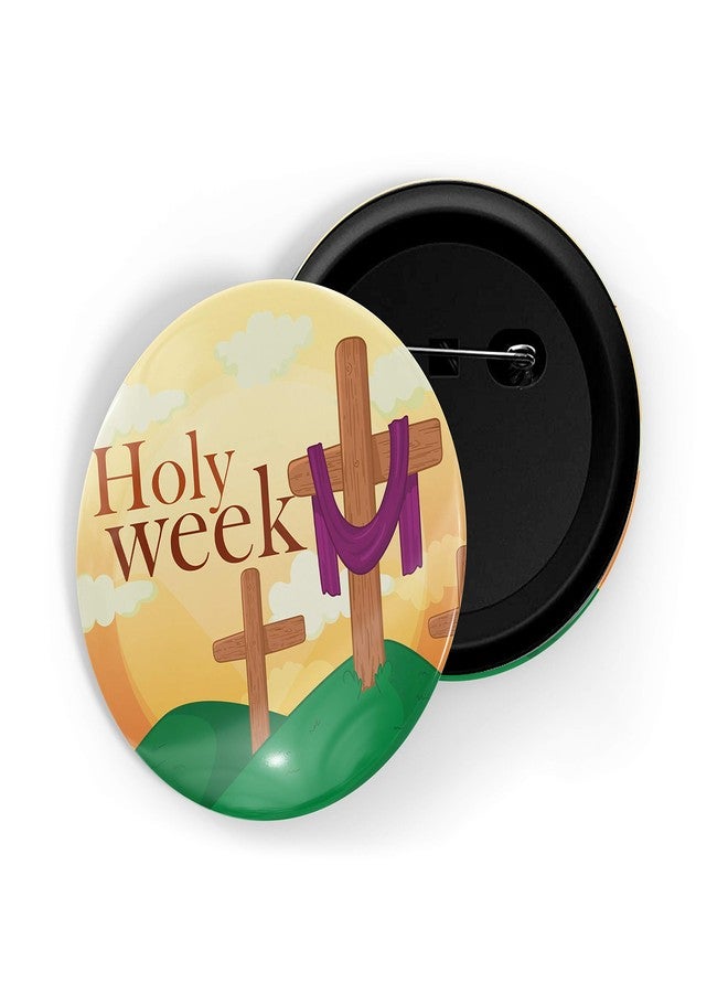 dhcrafts Pin Badges Orange Holy Week Glossy Finish Design Pack of 1 - Image 1