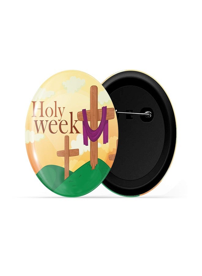 dhcrafts Pin Badges Orange Holy Week Glossy Finish Design Pack of 1 - Image 2
