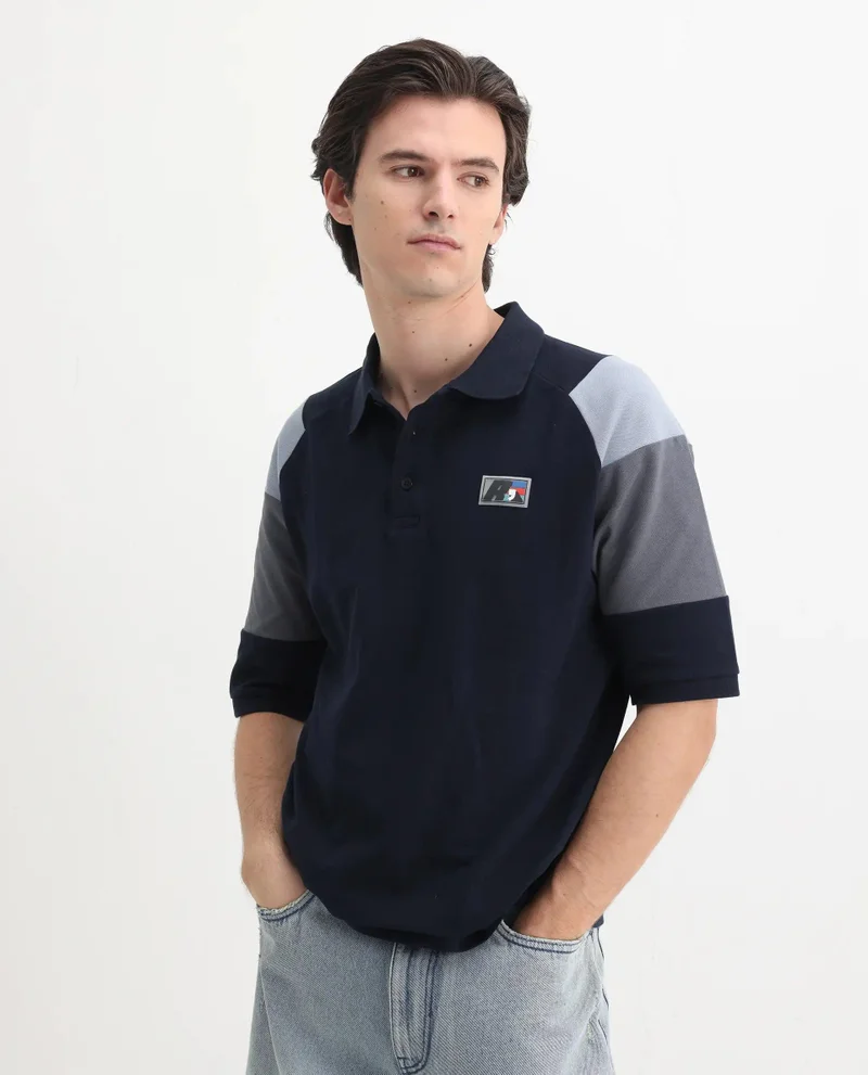 Rare Rabbit Men's Cut And Sew Relaxed Fit Polo