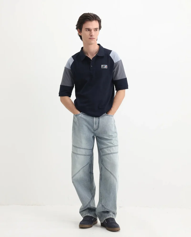 Rare Rabbit Men's Cut And Sew Relaxed Fit Polo