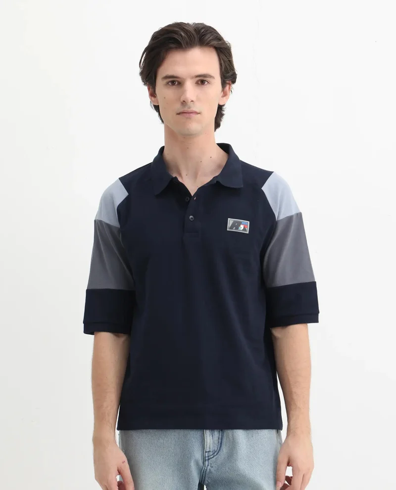 Rare Rabbit Men's Cut And Sew Relaxed Fit Polo