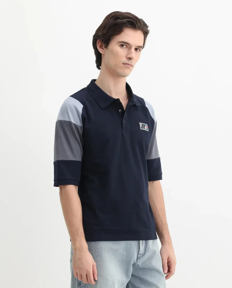 Rare Rabbit Men's Cut And Sew Relaxed Fit Polo