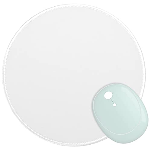 Dapesuom Round Mouse Pad, 8.7 x 8.7 Inch Premium-Textured Washable Non-Slip Rubber Base Cute Small Mouse Mat with Stitched Edge for Men Women Wireless Computer Laptop Gaming Desk Accessories, White - Image 1