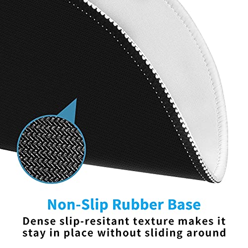 Dapesuom Round Mouse Pad, 8.7 x 8.7 Inch Premium-Textured Washable Non-Slip Rubber Base Cute Small Mouse Mat with Stitched Edge for Men Women Wireless Computer Laptop Gaming Desk Accessories, White - Image 3