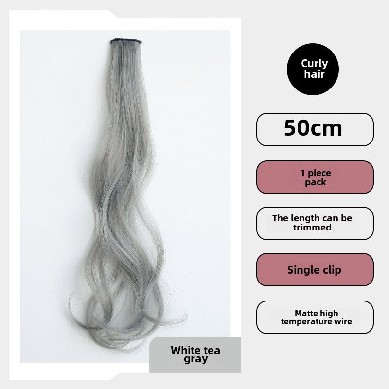 Generic Long Hair Extension Highlight Clip-On White tea Ash 