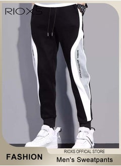 RIOXS Men's Classic Sports Sweatpants, Elastic Waist Drawstring Casual Trousers, Comfortable Lounge Jogger with Side Pockets and Ribbed Ankle Cuffs, Casual Trousers For Men Daddy Boyfriend Husband, Comfort Pants for Leisure And Outdoor Activities  - Image 1