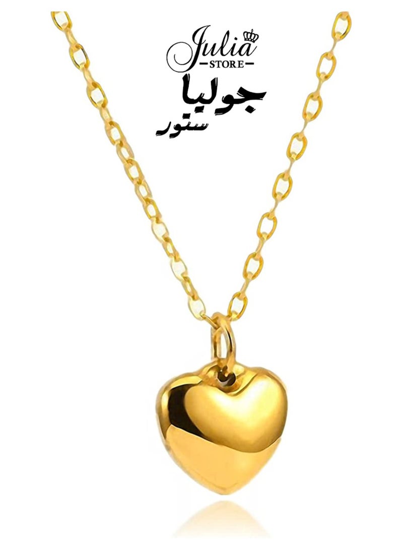 جوليا ستور قلادة على شكل قلب أنيقة للنساء، مصنوعة من الفولاذ المقاوم للصدأ مطلية بالذهب عيار 18 قيراطًا، هدايا مجوهرات لأعياد الميلاد والمناسبات الخاصة بالزفاف والذكرى السنوية للأم والزوجة والصديقة - Image 1