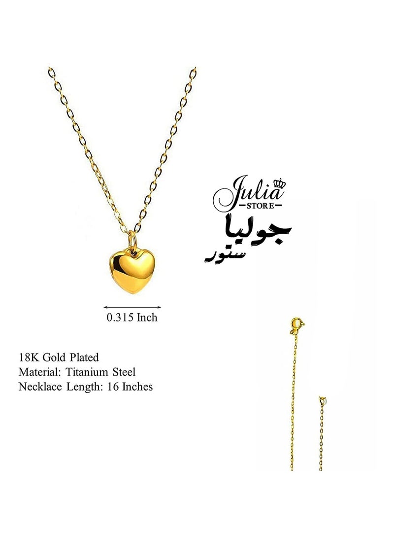 جوليا ستور قلادة على شكل قلب أنيقة للنساء، مصنوعة من الفولاذ المقاوم للصدأ مطلية بالذهب عيار 18 قيراطًا، هدايا مجوهرات لأعياد الميلاد والمناسبات الخاصة بالزفاف والذكرى السنوية للأم والزوجة والصديقة - Image 4