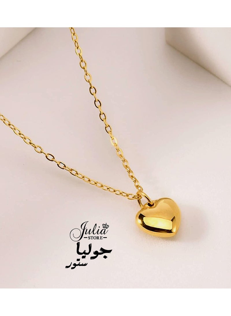 جوليا ستور قلادة على شكل قلب أنيقة للنساء، مصنوعة من الفولاذ المقاوم للصدأ مطلية بالذهب عيار 18 قيراطًا، هدايا مجوهرات لأعياد الميلاد والمناسبات الخاصة بالزفاف والذكرى السنوية للأم والزوجة والصديقة - Image 5