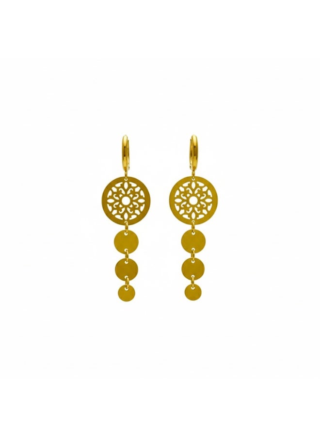 Julia Store 18K Gold Plated Stainless Steel Trendy Dainty Luxury Non-Tarnish Minimalist Aesthetic Exquisite Cute Egyptian Arabian Oriental Vintage Geometric Chunky Dangle Earrings Jewelry Gift - Image 1