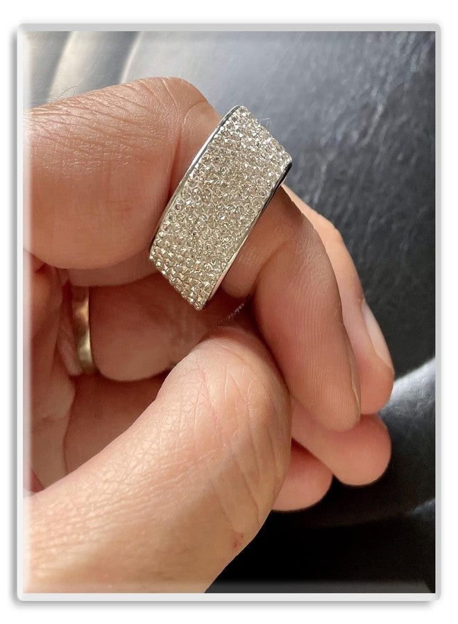 Xusamss Fashion Stainless Steel Ice Out Crystal Ring (12MM_White, 9) - Image 5