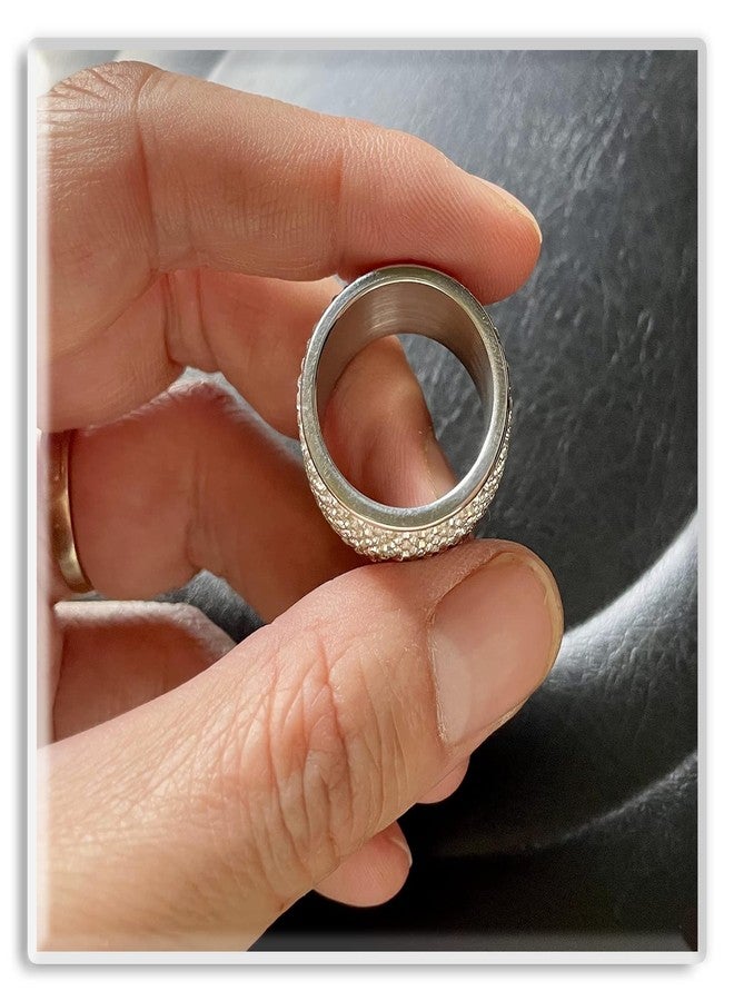 Xusamss Fashion Stainless Steel Ice Out Crystal Ring (12MM_White, 9) - Image 4