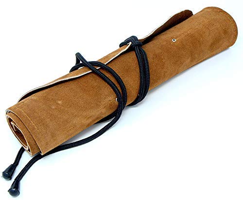 UJ Ramelson Co UJ Ramelson 12 Pocket Suede Leather Tool Roll Up Holder Organizer Bag Pouch for Woodworking, Wood Carving, Chisel, Gouge, and More, Brown - Image 3