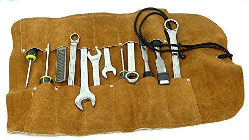 UJ Ramelson Co UJ Ramelson 12 Pocket Suede Leather Tool Roll Up Holder Organizer Bag Pouch for Woodworking, Wood Carving, Chisel, Gouge, and More, Brown - Image 2