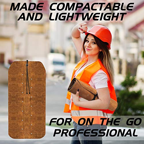 UJ Ramelson Co UJ Ramelson 12 Pocket Suede Leather Tool Roll Up Holder Organizer Bag Pouch for Woodworking, Wood Carving, Chisel, Gouge, and More, Brown - Image 5