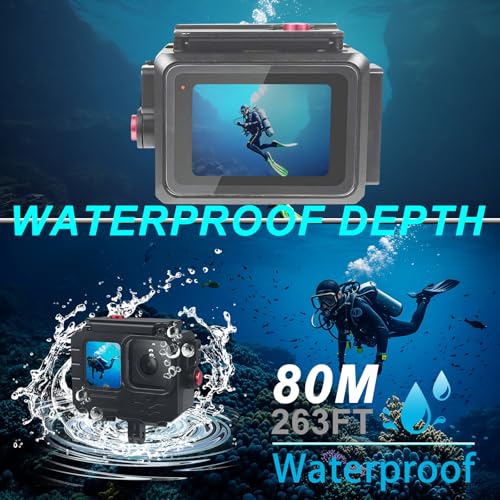 Sruim 263FT/80M Aluminum Alloy Waterproof Case for Go Pro Hero13/Hero12/Hero11/Hero10/Hero9 Black, Underwater Diving Protective Housing Shell for Go Pro Hero 13 Action Camera with Bracket Accessories - Image 5