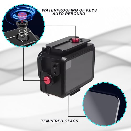 Sruim 263FT/80M Aluminum Alloy Waterproof Case for Go Pro Hero13/Hero12/Hero11/Hero10/Hero9 Black, Underwater Diving Protective Housing Shell for Go Pro Hero 13 Action Camera with Bracket Accessories - Image 3