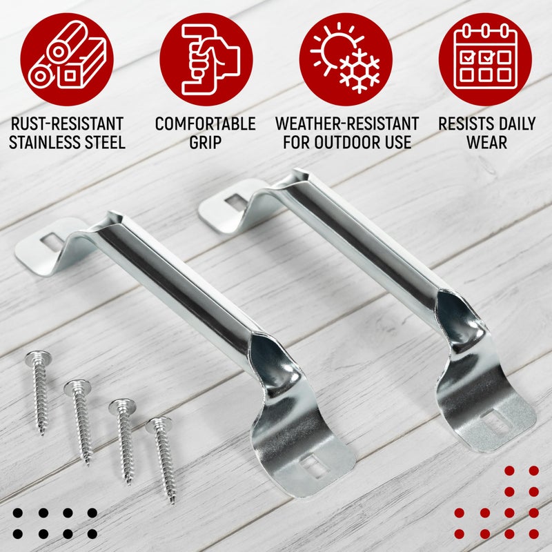 Granatan Garage Door Lift Handle, 2 Pack Stainless Steel Rolled Grip Pull Handles, Longer 5Ã—35 mm Screws, 1.18Ã—6.3 Inch Heavy Duty Replacement for Residential Garage and Shed Doors - Image 3