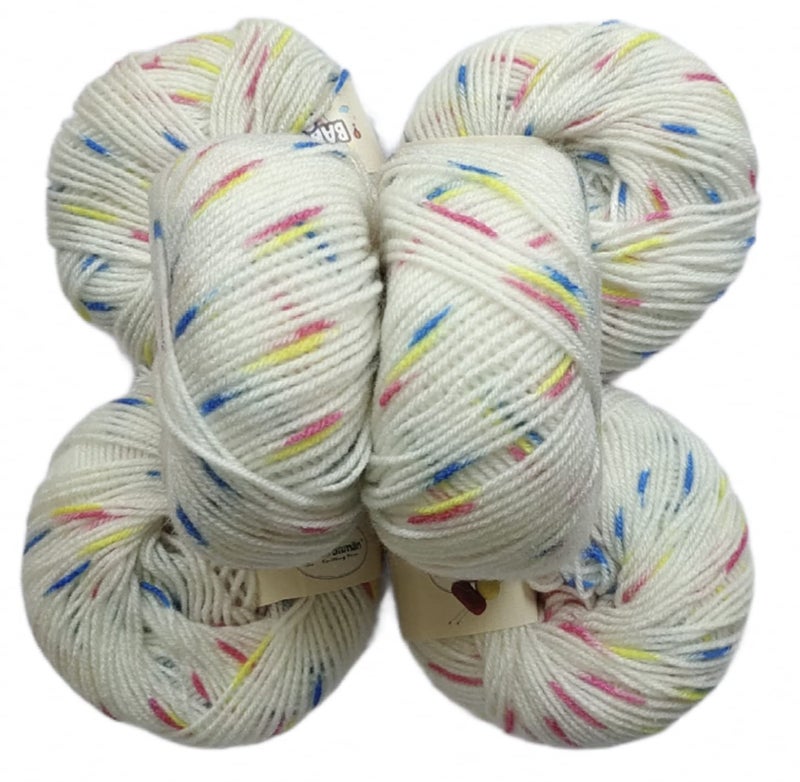 RCB Vardhman Acrylic Knitting Wool/Yarn Multi Shaded White 02 (Pack Of 6) Baby Soft Wool Ball Hand Knitting Wool/Art Craft Soft Fingering Crochet Hook Yarn,Needle Knitting Yarn Thread Dyed - Image 1