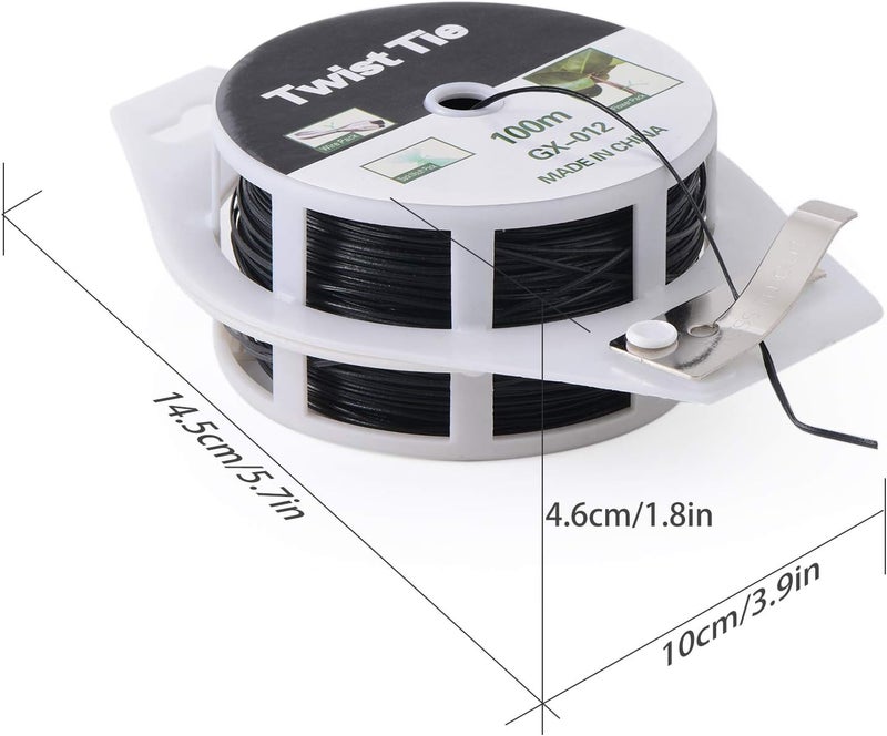 YDSL 328ft (100m) Twist Ties, Plant Ties for Vines Garden Wire with Cutter for Gardening Home Office, Multi-Function Black Plastic Coated Wire - Image 4