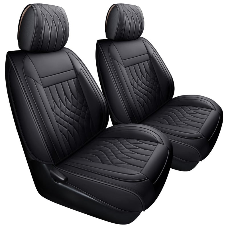 YIERTAI Seat Covers Compatible with Toyota Tacoma for 20052024 2025 Crew Double Access Cab TRD OffRoad Limited SR SR5 Trail Edition Truck Waterproof Faux Leather2 PCS FrontBlack