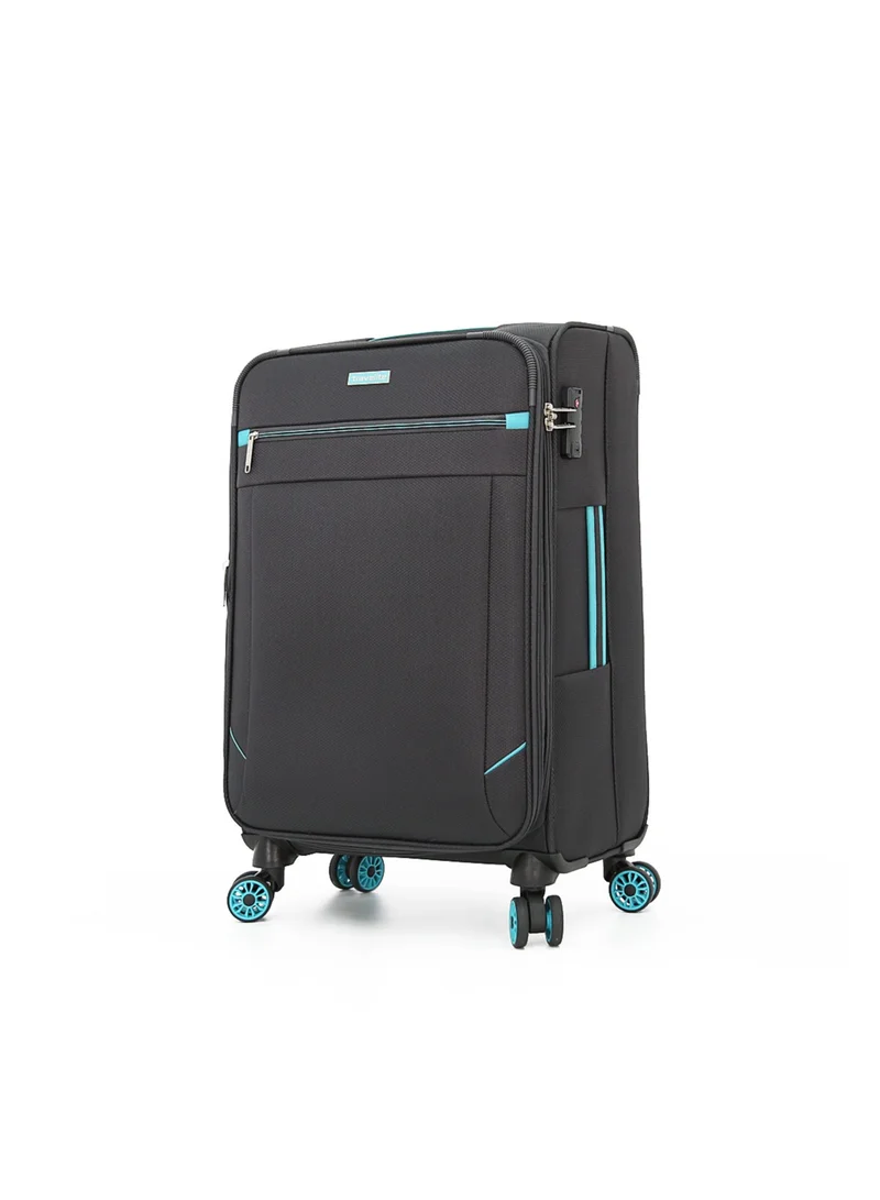 ترافلايت Softside Luggage Trolley Bag 3 Pieces Set,Black Grey (S-20",M-24",L-28")