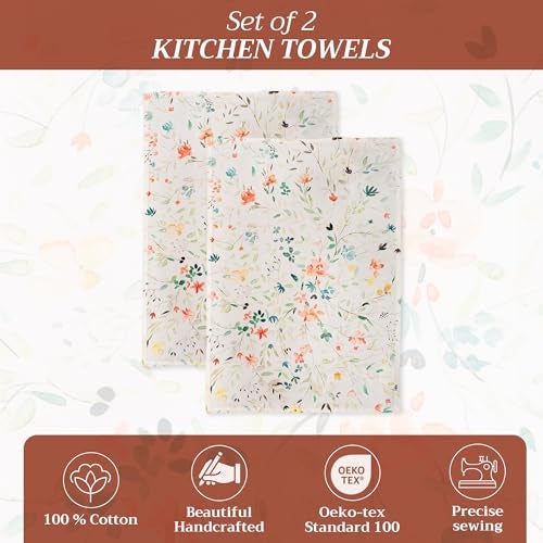 Maison d' Hermine Kitchen Towels Set of 2 100% Cotton 27.50" x 20" Reusable Cloth Tea Dish Towels Absorbent with Hanging Loop for Kitchen, Home, Dining, Cocktail Parties Spring/Summer (Colmar) - Image 2