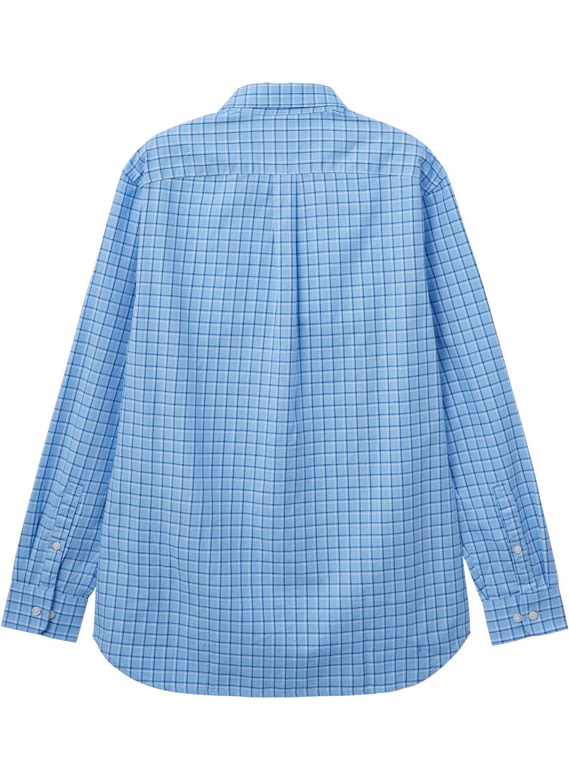 GIORDANO Men's Shirt with Small Lion Embroidery Blue  - Image 2