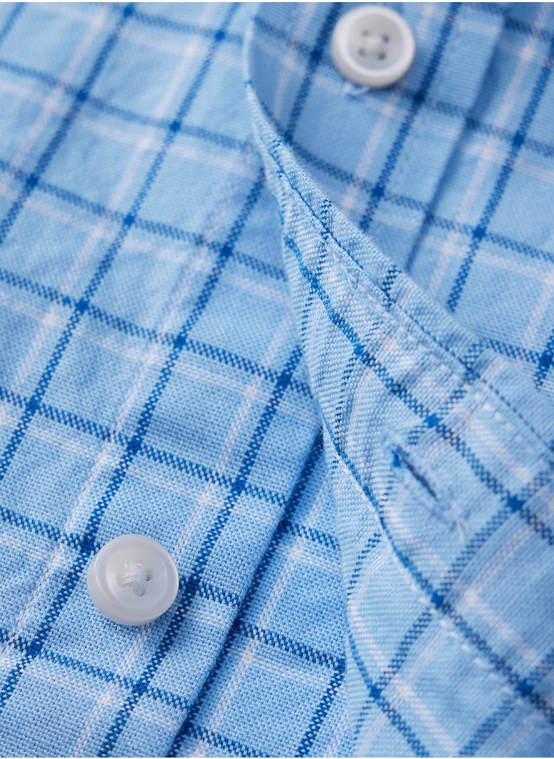 GIORDANO Men's Shirt with Small Lion Embroidery Blue  - Image 5