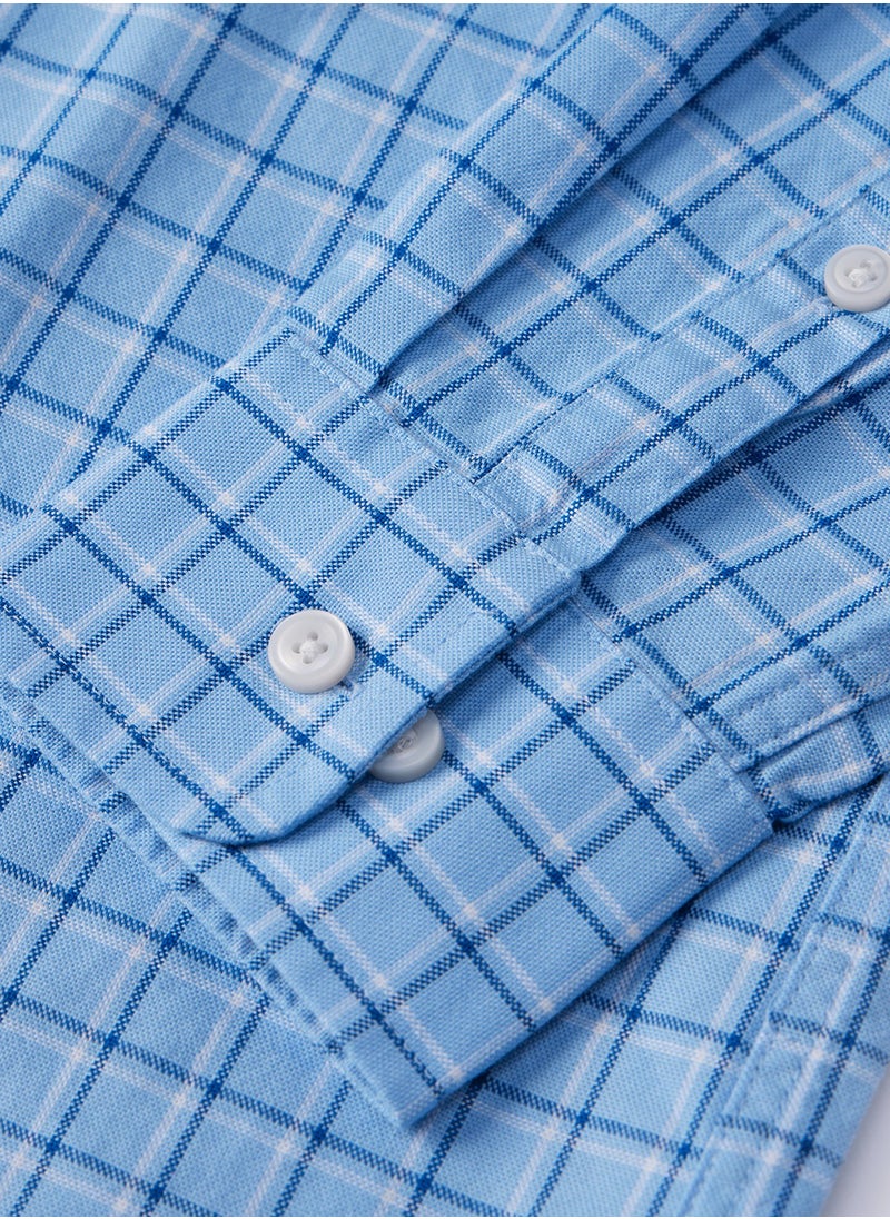 GIORDANO Men's Shirt with Small Lion Embroidery Blue  - Image 4