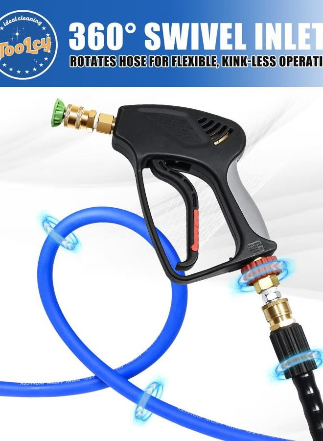 TOOLCY Pressure Washer Hose and Gun Kit, 30ft Kink Resistant Power Washer Hose and Gun with 5 Nozzle, 3/8" Swivel Quick Connector & M22-14mm Plug, Compatible with Simpson, Craftsman, Ryobi - Image 2