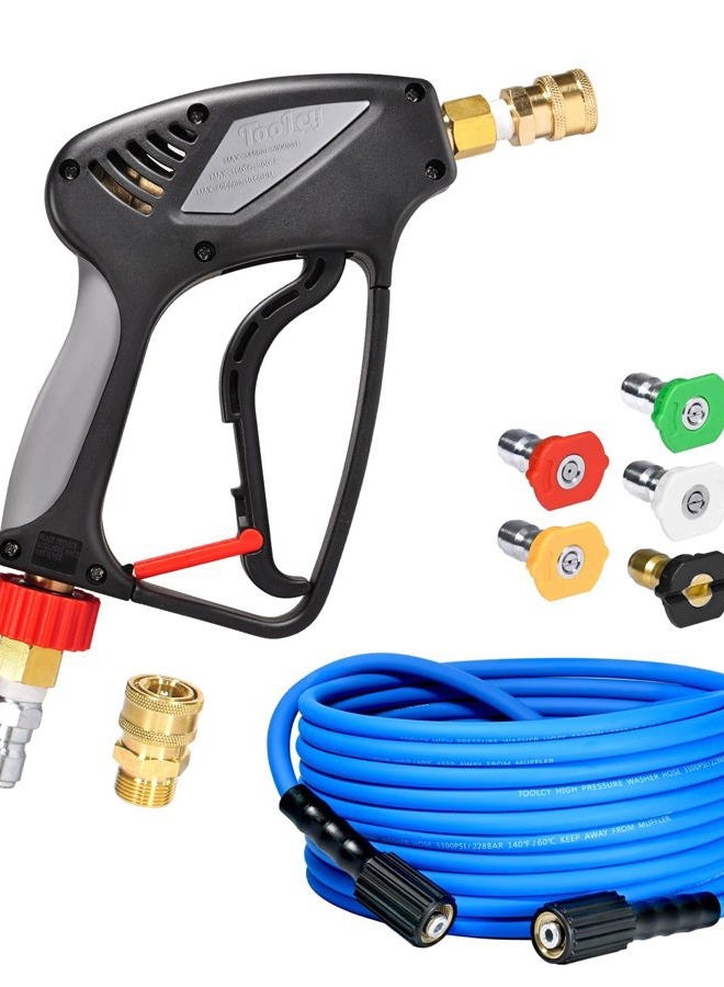 TOOLCY Pressure Washer Hose and Gun Kit, 30ft Kink Resistant Power Washer Hose and Gun with 5 Nozzle, 3/8" Swivel Quick Connector & M22-14mm Plug, Compatible with Simpson, Craftsman, Ryobi - Image 1