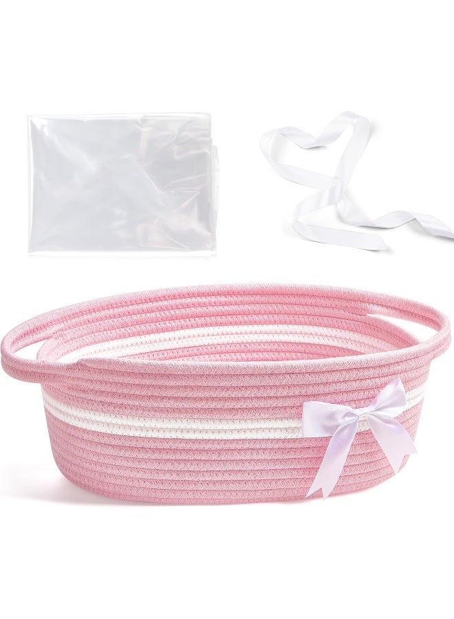 Yeeeasy Gift Basket with Bow and Gift Bag Simplicity Home Decor Rope Basket for Valentines Day Gifts - Image 1