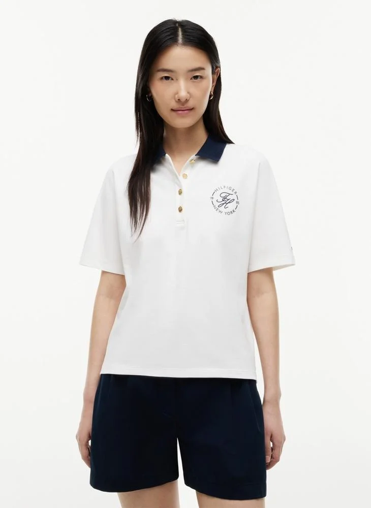 Tommy Hilfiger Regular Fit Gold-Tone Button Polo Shirt